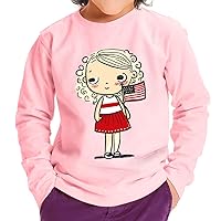 American Flag Design Toddler Long Sleeve T-Shirt - Cute Cartoon Kids' T-Shirt - Cute Design Long Sleeve Tee