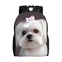 Lovely Maltese Dog Backpack For Women Men Travel Laptop Backpack Rucksack Casual Daypack Lightweight Travel Bag