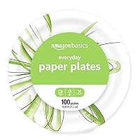 Amazon Basics Everyday Paper Plates, 10.6 Inch, Disposable, 100 Count