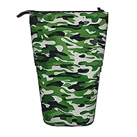BREAUX Green Camo Print Vertical Organizer, Portable Storage Bag, Zippered Cosmetic Bag, Holiday Gift