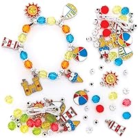 Baker Ross FE345 Seaside Charm Bracelet Kits - Pack of 3, Perfect for Kids Jewellery Making Activities, Bead Art Activities or Party Crafting
