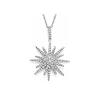 0.50 Ct Round Cut Simulated Diamond Cluster Starburst Pendant Necklace 14k White Gold Plated 925 Sterling Silver