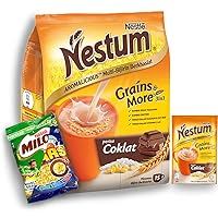 Nestum All Family 3-in-1 Instant Cereal Milk Drink and 1-Pack Nestle Cereal Snack Bundle (Milo or Koko Krunch or Honey Star, 30 g) - Low Fat Milk Cereal Made with Wholemeal Wheat, Rice & Corn Grits, Fortified with Vitamins (Chocolate, 15 Sachets)