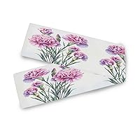 Mother's Day Pink Purple Carnation Flowers Table Runner for Kitchen Dining 13 x 70 Inches Long Table Runners Cloth Placemat Scarf for Office Wedding Party Holiday Home Decor