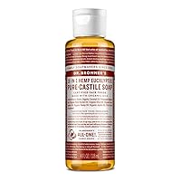 Dr. Bronner's - Pure-Castile Liquid Soap (Eucalyptus, 4 ounce) - Made with Organic Oils, 18-in-1 Uses: Face, Body, Hair, Laundry, Pets and Dishes, Concentrated, Vegan, Non-GMO