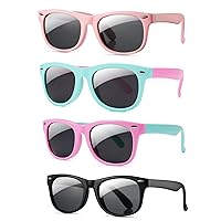 Pro Acme TPEE Rubber Flexible Kids Polarized Sunglasses for Baby and Children Age 0-13(A03-（grey） 4pairs/45mm)