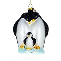 Tender Penguins with Baby Chick - Blown Glass Christmas Ornament