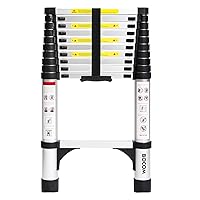 10.5 FT Aluminum Telescoping Ladder, Lightweight Multi-Purpose Collapsible Extension with 2 Triangle Stabilizers, Heavy Duty 330 lbs Max Capacity, Ideal for Home, RV, and Outdoor Work Silver