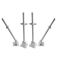 4 Pack Scaffold Swivel Screw Jack Solid Stem Adjustable Leveling Jacks with Base Plate for Baker-Style Scaffolding Equipment