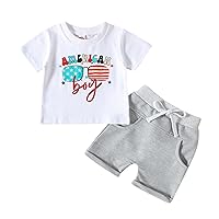 Boy's Clothes Set Short Sleeve Solid Shorts Independence Day Outfits for Baby Boy Summer Independence Day Clothes