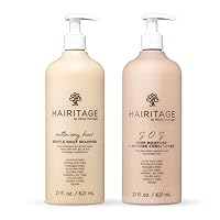 Hairitage Outta My Hair Gentle Daily Shampoo - Cleanses + Hydrates Hair - For Dry Hair With Jojoba Oil + SOS Deep Moisture + Restore Conditioner - For Dry, Thick Hair with Safflower Oil - 21 oz