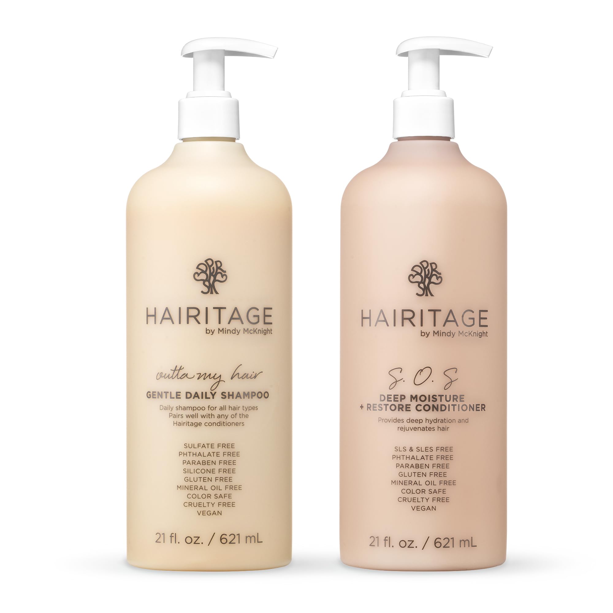 Hairitage Outta My Hair Gentle Daily Shampoo + SOS Deep Moisture + Restore Deep Conditioner - 21 oz