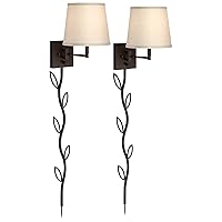 360 Lighting Lanett Farmhouse Rustic Swing Arm Wall Lamps Set of 2 with Cord Covers Bronze Plug-in 12