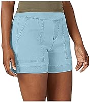 Womens Plus Size Summer Shorts Stretch Casual Shorts Trendy High Waist Shorts Beach Vacation Shorts with Pockets