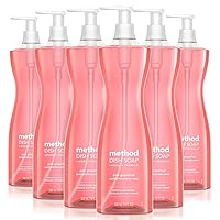 Method Gel Dish Soap, Pink Grapefruit, Biodegradable Formula, Tough on Grease, 18 Fl Oz (Pack of 6)