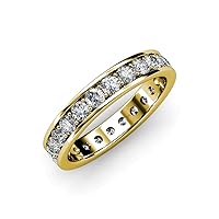 Round Lab Grown Diamond Women Channel Prong Set Eternity Ring Stackable 1.80 ctw-2.10 ctw 14K Gold