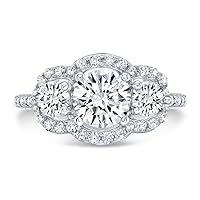 Kiara Gems 4 TCW Round Moissanite Engagement Rings 10K 14K 18K Solid Gold Moissanite Diamond Ring 925 Sterling Silver Solitaire Engagement Ring Wedding Ring