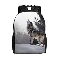 howling wolf print Backpacks Waterproof Light Shoulder Bag Casual Daypack For Work Traveling Hiking