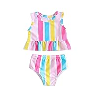 Swimsuit for Girls 2024 Flower Print UPF 50+ Swimwear Criss Cross Back with Beach Coverup Skirt for 3M-14T