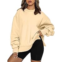 Oversized Sweatshirt for Women Casual Long Sleeve Crewneck Pullover Tops Side Slit Loose Sweatshirts Fall Clothes