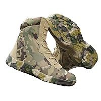 DEBLE Trekking Boots, Side Zipper, High Cut, Camouflage, Military Boots, Combat Boots, Men's Military Boots, Jungle Boots, Tactical Boots, Outdoor, Hiking, Climbing, Shoes, Waterproof, Non-Slip, Breathable, Wear-Resistant