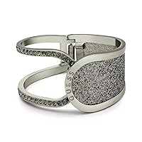 Silvertone Half Open Hinge Cuff Bracelet for Women