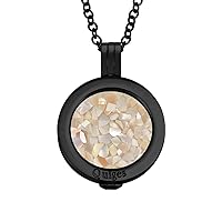 Quiges 70cm Necklace Stainless Steel Set with Pendant and 25mm Small Flake Shell Coin