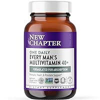 New Chapter Men's Multivitamin 40 Plus for Energy, Heart, Prostate + Immune Support with Fermented Nutrients - Every Man's One Daily 40+, Made with Organic Vegetables & Herbs, Non-GMO - 48 ct
