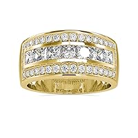VVS Wedding Band Ring with 0.66 Ct Round Natural & 2.12 Ct Princess Moissanite Diamond in 14k White/Yellow/Rose Gold Promise Ring for Women | Bridal Ring for Her | Anniversary Ring (IJ-SI, G-VS2)