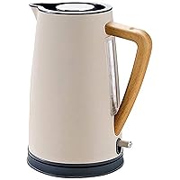 Kettles,Stainless Steel Kettle, 2000W 1.7L Kettle Quick Boil Wooden Handle with Auto Shut off and Overheatiprotection, 16 * 23 Cm,Light/Yellow/a