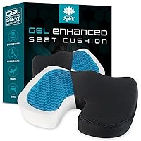 Gel Enhanced Seat Cushion | | Memory Foam and Gel Seat Cushion Office Chair Car Seat Cushion Coccyx, Black