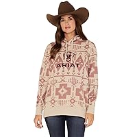 ARIAT Women's Southwestern Print Logo Graphic Hoodie Tan X-Large