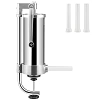 VEVOR Sausage Stuffer, 5LBS/3L Stainless Steel Homemade Sausage Maker,Vertical Meat Filling Kitchen Machine, Packed 3 Stuffing Tubes