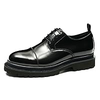 Men's Oxfords Black Formal Dress Business Shoes Comfort Leather Cap Toe Derby Casual Shoes for Men