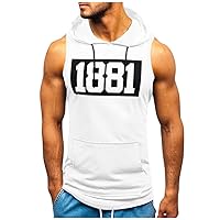 Mens Workout Hooded Tank Tops Sleeveless Gym Hoodies Vintage 1881 Hoodie Shirts Workout Gym Bodybuilding Muscle T-Shirt