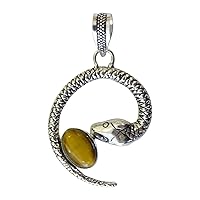 Tiger Eye Gemstone Handmade Snake Design Pendant Men and Women, Boho Style Silver Plated Jewelry, Fashion Designer Necklace Pendant For Party