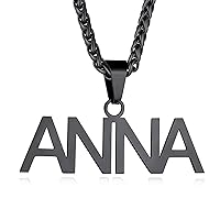 Custom4U Custom Chain 1-3 Rows Name Necklaces,Personalized Initials Letters Alphabet Nameplate Gold/Black/Stainless Steel Pendant Necklace,Customized Hip Hop Jewelry Gifts for Men Women Boys