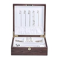 2 Tier Lockable Jewellery Box Necklace Watch Storage Case with Lid 2 Soft Watch Pillow Divider Heavy Duty Frame Gift for Loved Ones