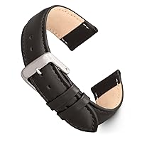 Speidel Genuine Leather Watch Band Black and Brown Stitched Calf Skin Replacement Strap,Stainless Steel Metal Buckle,Watchband Fits Most Watch Brands (16mm-24mm)