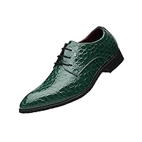 Men's Croc Embossed Patent Leather Derby Shoes Classic Tuxedo Dress Shoes