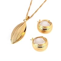 Ethiopian Set Necklace Pendant Earring Set Joias Ouro 22k Gold Plated Jewelry African Bridal Wedding