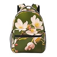 Apricot Flower Pattern Backpack, 15.7 Inch Large Backpack, Zippered Pocket, Lightweight, Foldable, Easy To Travel