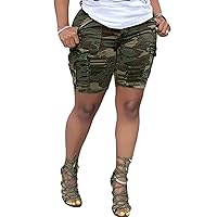 NRTHYE Womens High Waisted Camo Shorts Casual Trendy Short Pants Summer Shorts with Pockets