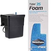 Seachem Tidal Power Aquarium Filter - 35 Gallon Large Fish Tank Filter,Black and Seachem Tidal 35 Filter Replacement Foam (2 Pack)