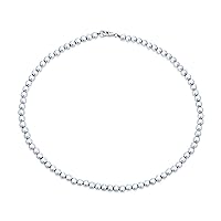 Bling Jewelry Traditional Dainty .925 Sterling Silver Petite 3,4,6MM Round Bead Station Ball Necklace For Women Teens Shinny Polished 16, 18 Inch