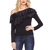 Vince Camuto Womens Tiered Ruffle One Shoulder Blouse