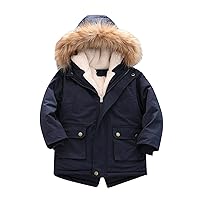 Boys Winter Coat Size 8 Pu-ffer Fleece Lined Jacket Thick Winter Coat Hooded Water-proof Par-ka Boy Winter Coats