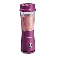 Portable Blender for Shakes and Smoothies with 14 Oz BPA Free Travel Cup and Lid, Durable Stainless Steel Blades for Powerful Blending Performance, Raspberry (51131)