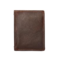 Leather Men's Wallet - Handcrafted vintage bi-fold men's wallet with RFID blocking ID window.