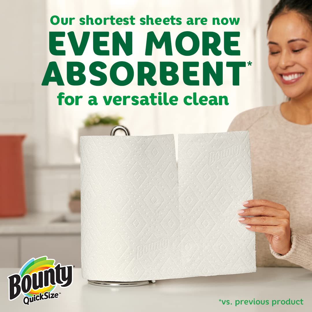 Bounty Quick-Size Paper Towels, White, 16 Family Rolls = 40 Regular Rolls (Packaging May Vary)